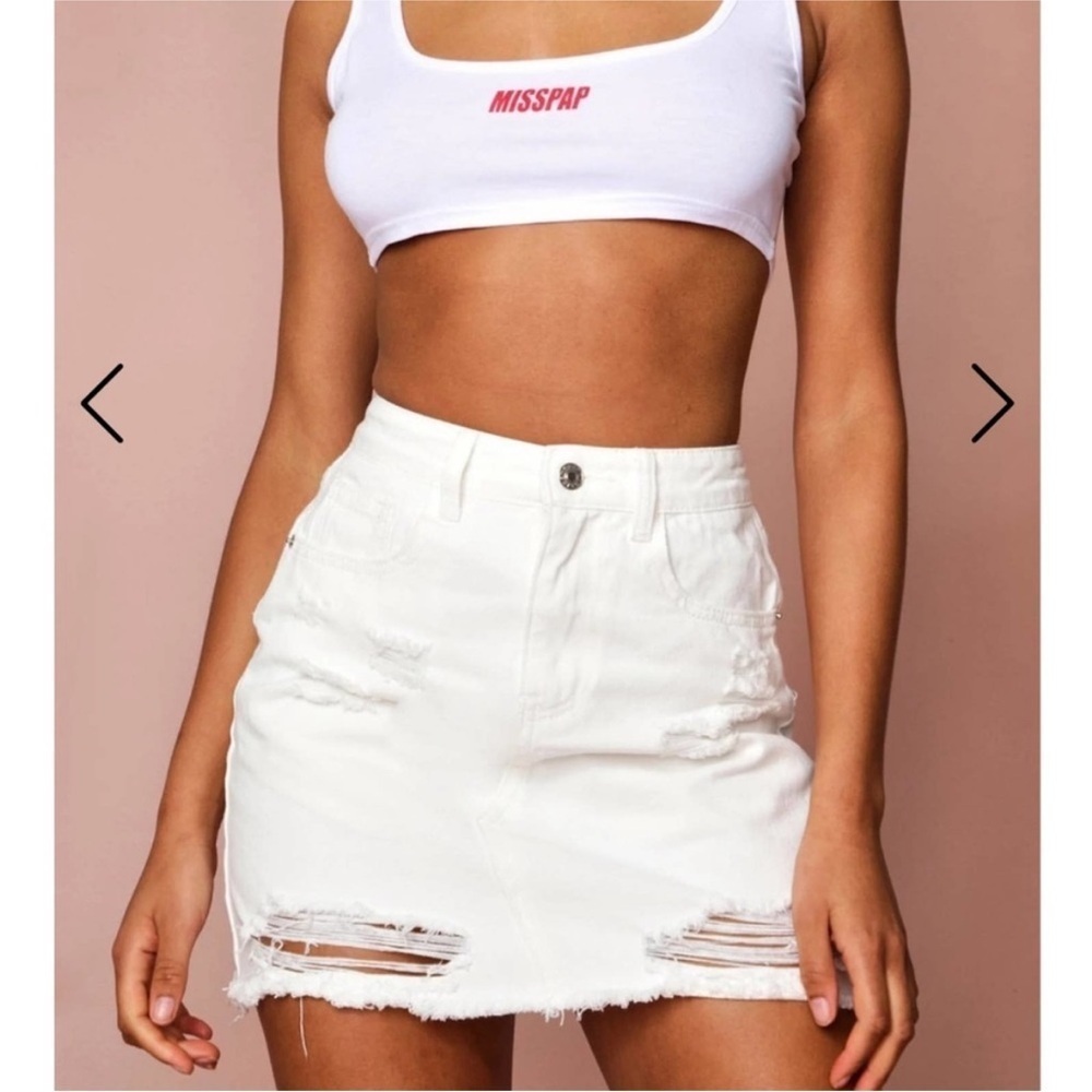 Pacsun‎ White Denim Ripped Distressed Jean Skirt Sz 23 NWT